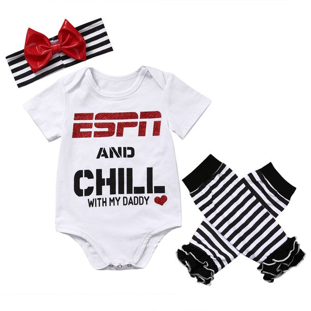 Baby short sleeve ESPN and Chill with Daddy Onesie